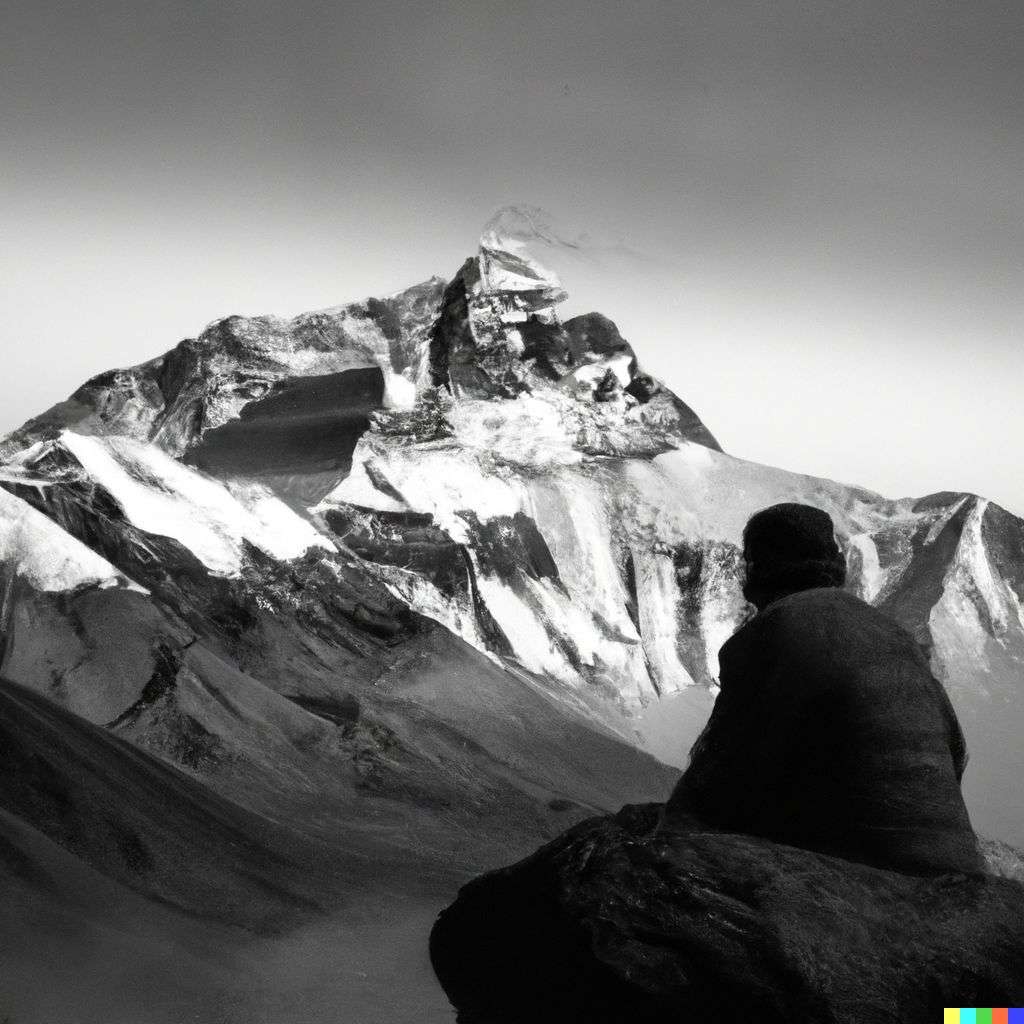 someone gazing at Mount Everest, photograph taken by Peter Lindbergh